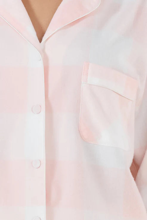 Emery Buffalo Check Cotton PJ set in Pink