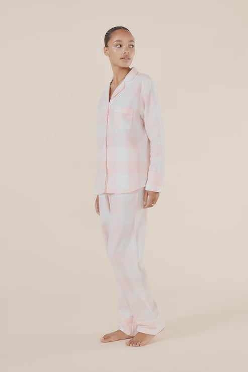 Emery Buffalo Check Cotton PJ set in Pink