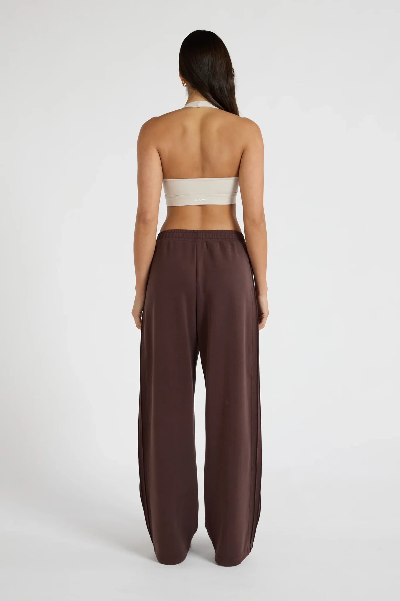 Soft Luxury Pin Tuck Wide Leg Track Pant in Espresso