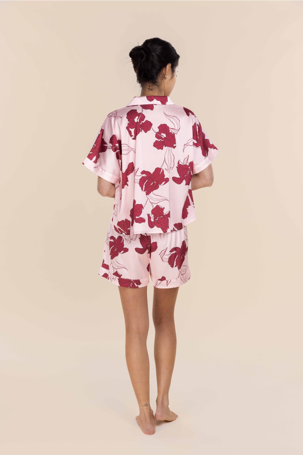 Freya Recycled Silky Satin Short Set in Pink