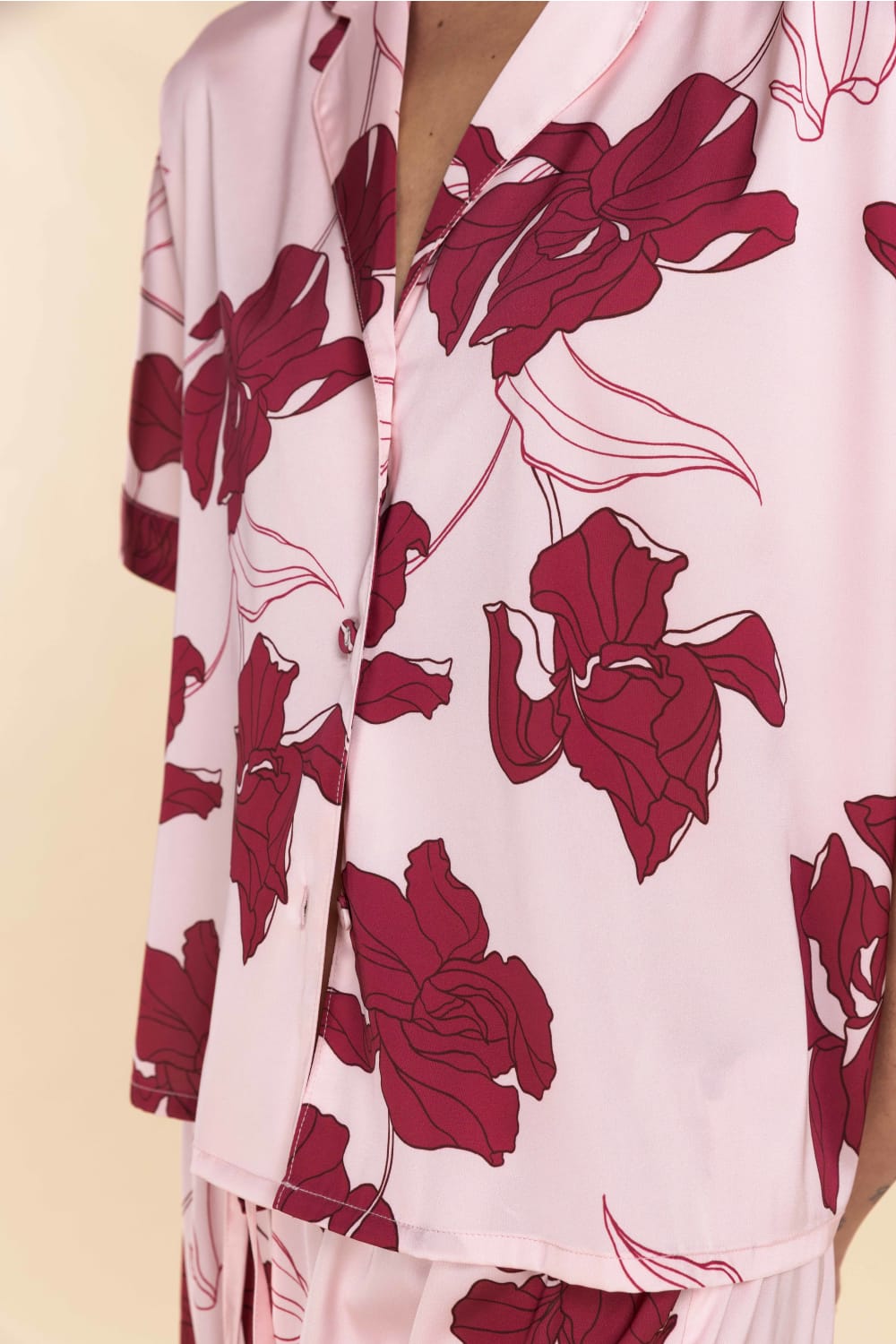 Freya Recycled Silky Satin Short Set in Pink