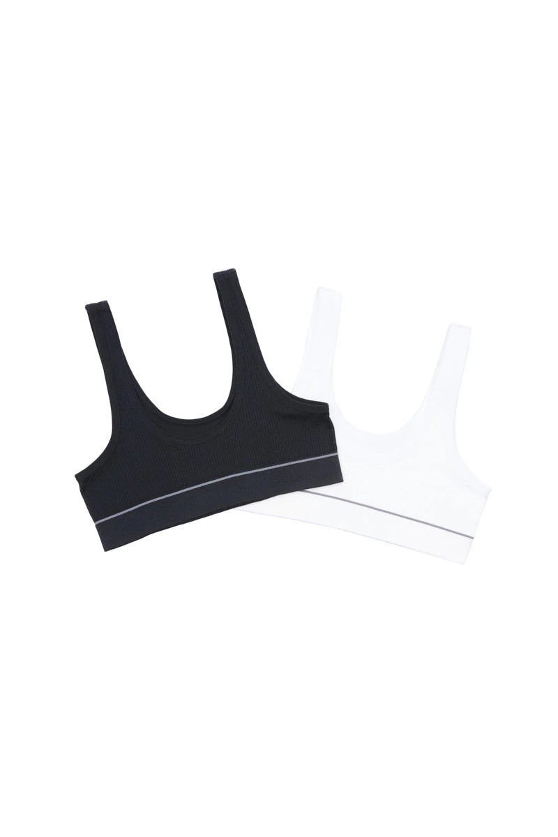 Girls Retro Rib Tank Crop 2 Pack