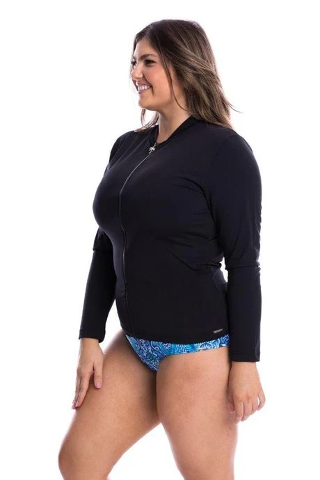 Black chlorine resistant long sleeve rash vest