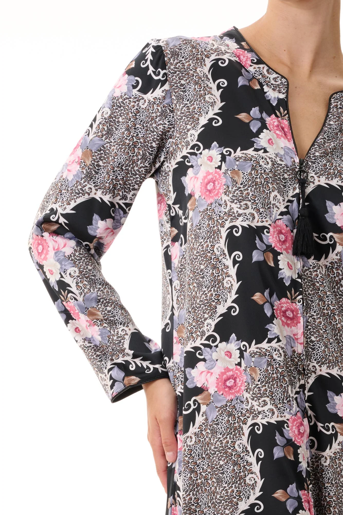 Givoni Long Zip Caftan in Wynter Black