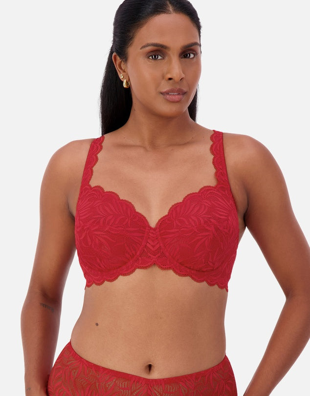 Essential Lace Balconette Bra in Mars Red