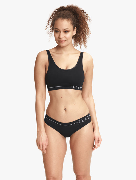 ELLE Headline Seamless Crop Bralette - Black