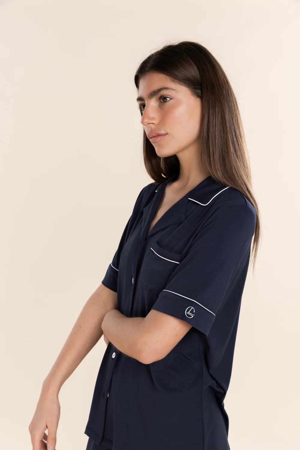 Jenna Bamboo Long PJ Set in Navy
