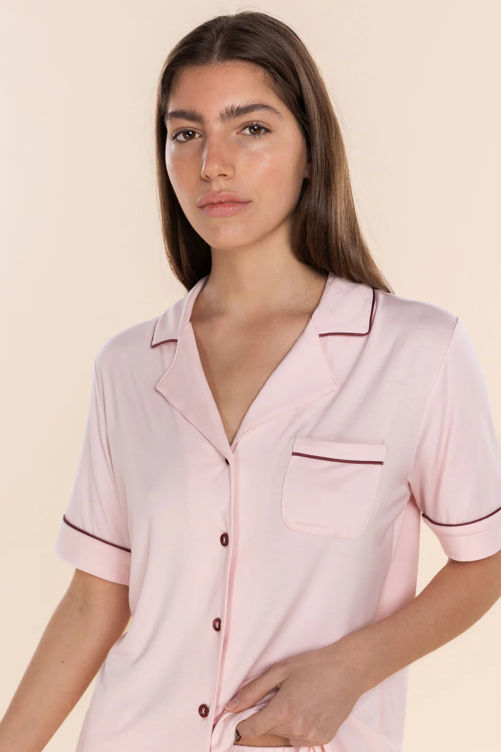Jenna Bamboo Long PJ Set in Pink