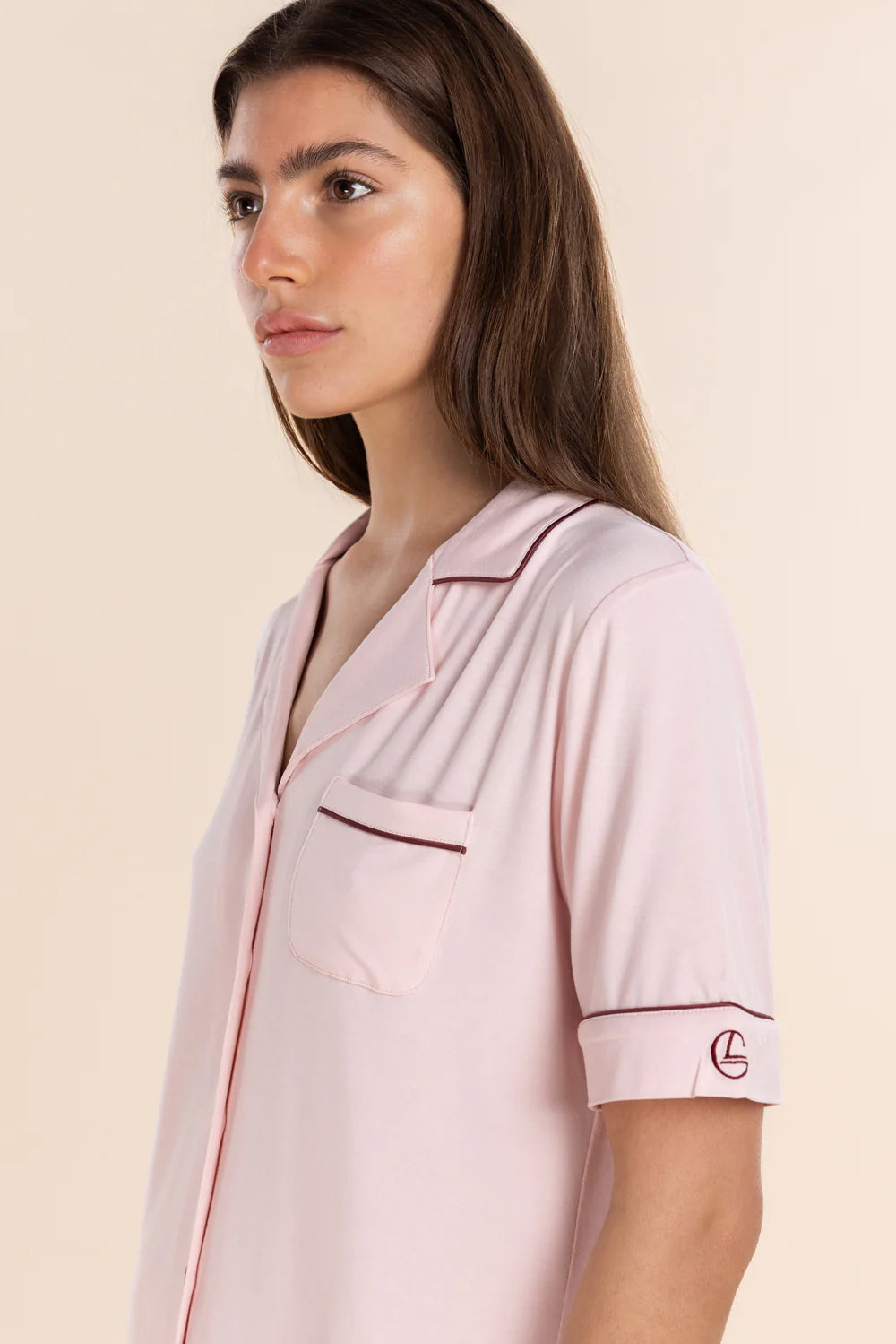 Jenna Bamboo Long PJ Set in Pink