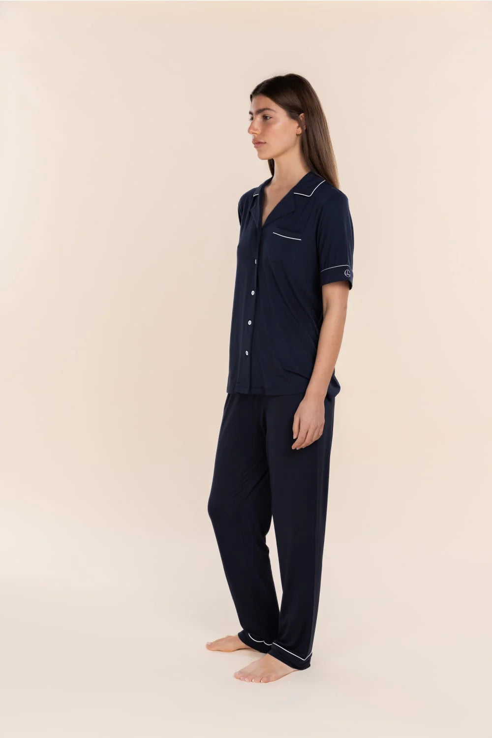 Jenna Bamboo Long PJ Set in Navy