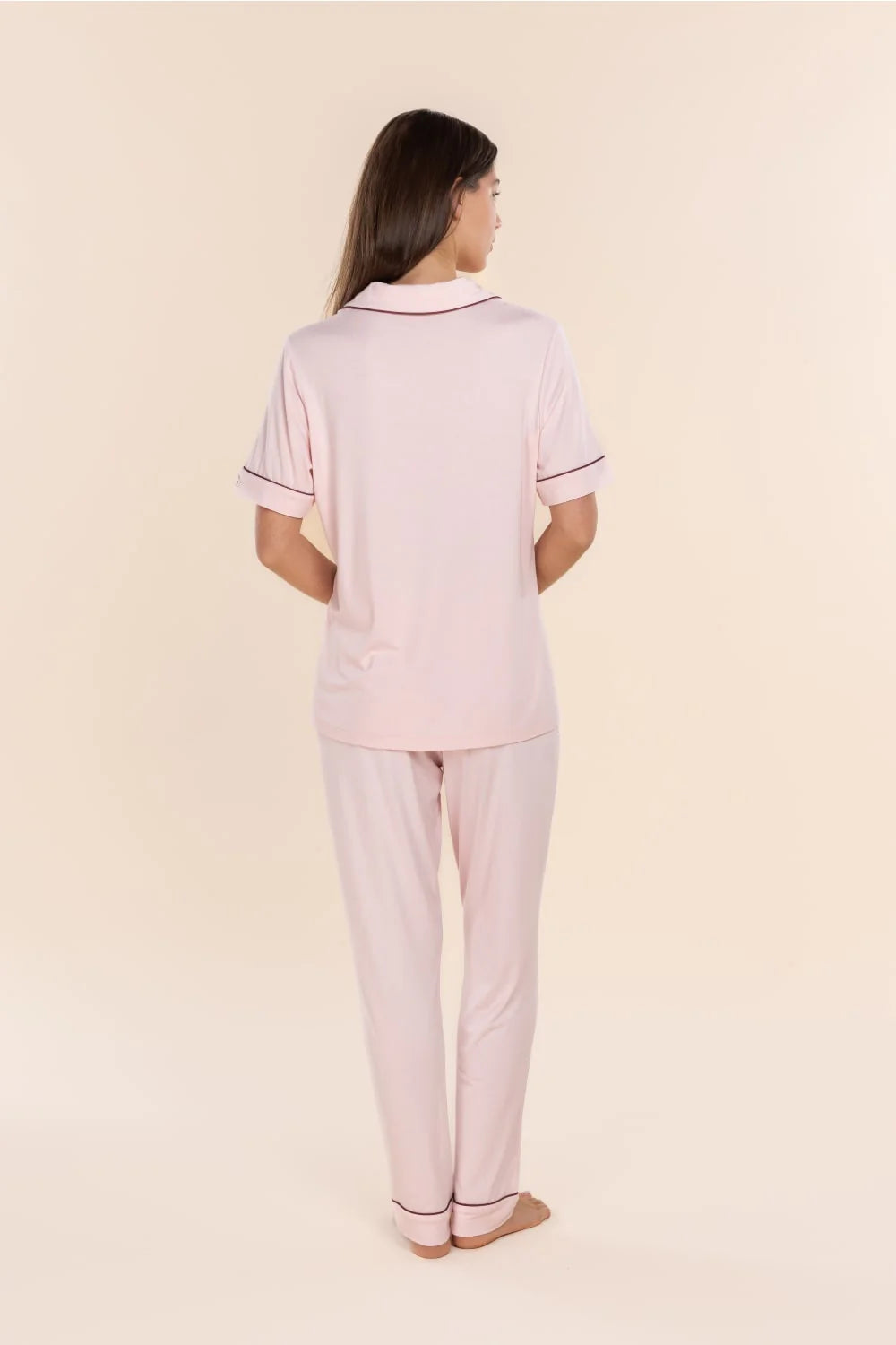 Jenna Bamboo Long PJ Set in Pink