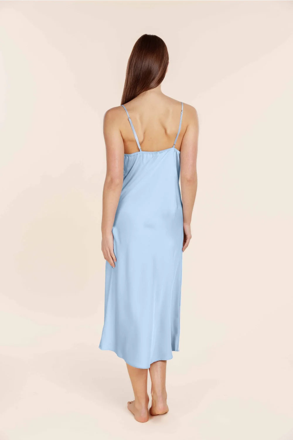 Magnolia Silky Satin Long Gown in Blue