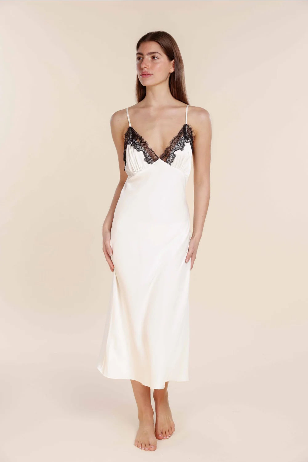 Magnolia Silky Satin Long Gown in Ivory