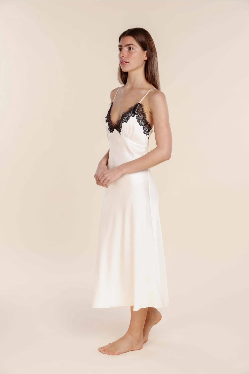 Magnolia Silky Satin Long Gown in Ivory