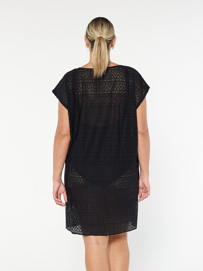 Mesh Beach Cover Up in Black