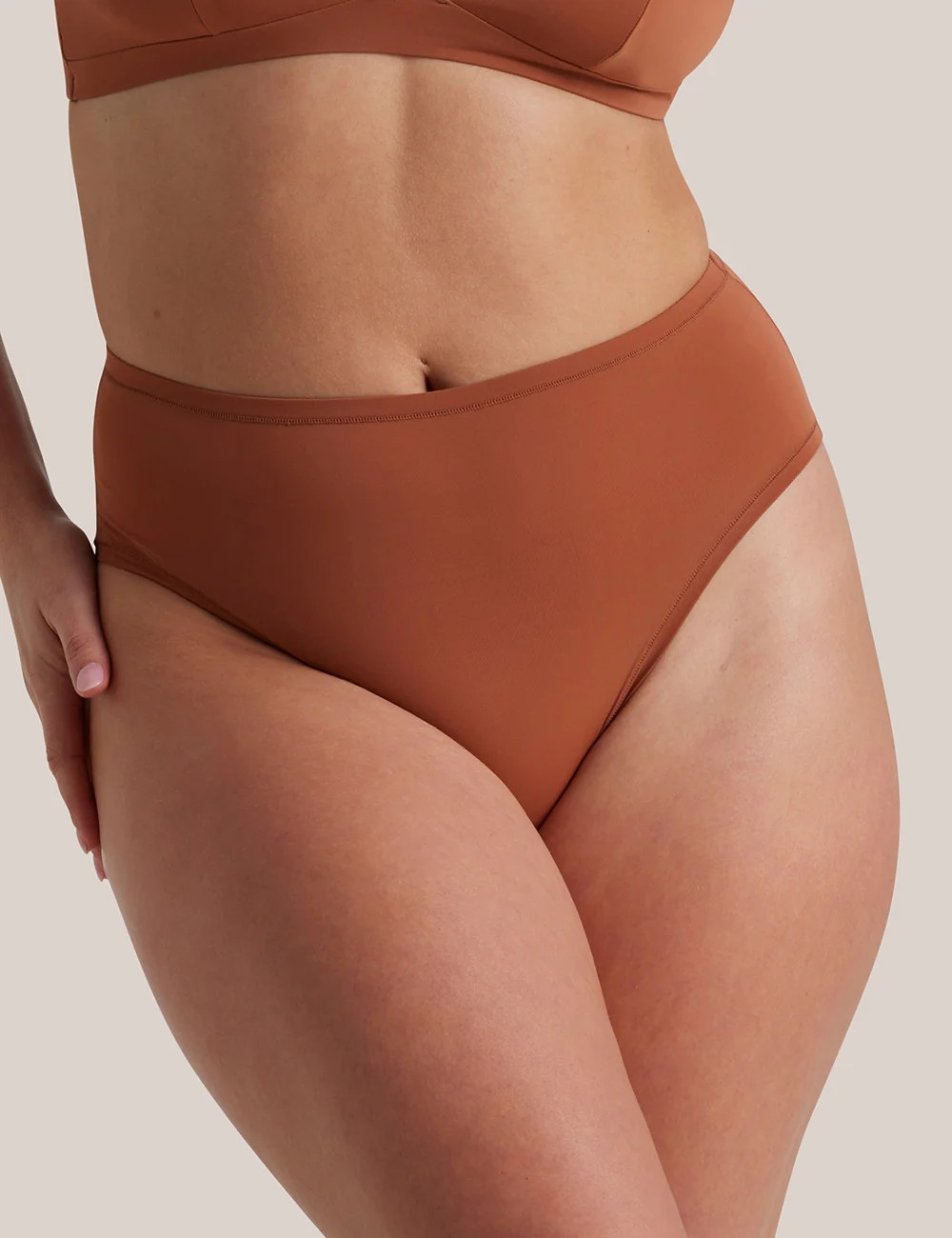 Soft touch High Waisted Hi Cut - Terracotta