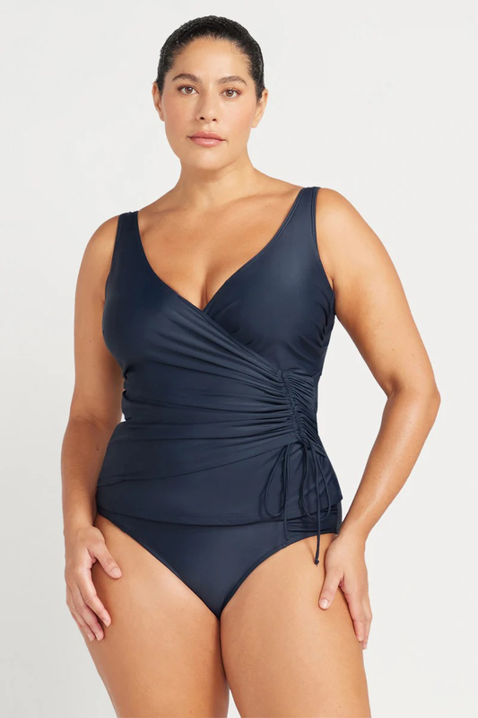 Hues Rembrant Tankini Top in Navy