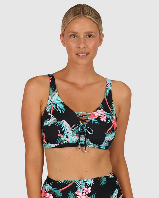 Amalfi Black E-F-G Cup Lace Up Bikini Bra
