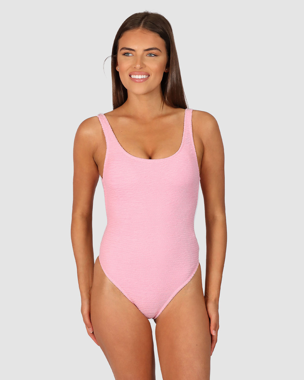 Ibiza Low Back One Piece Swimsuit in Pink Sorbet