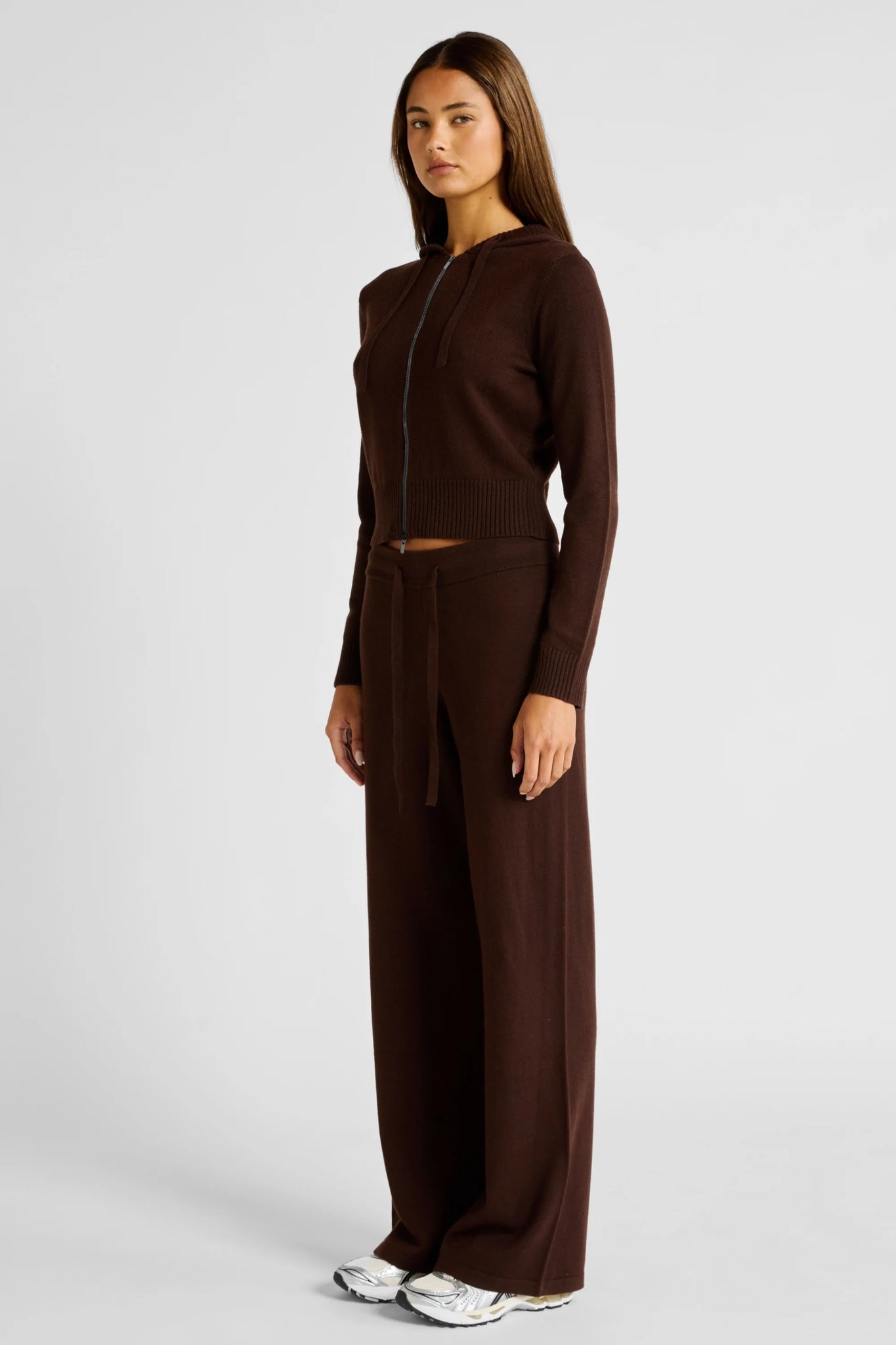 Wide Leg Knit Pant in Espresso