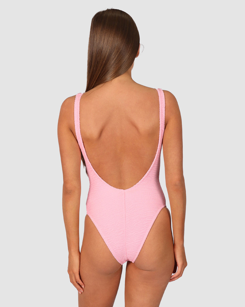 Ibiza Low Back One Piece Swimsuit in Pink Sorbet