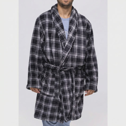 Calvin Klein Men's Robe - Cabin Plaid Black/ Wolf Grey