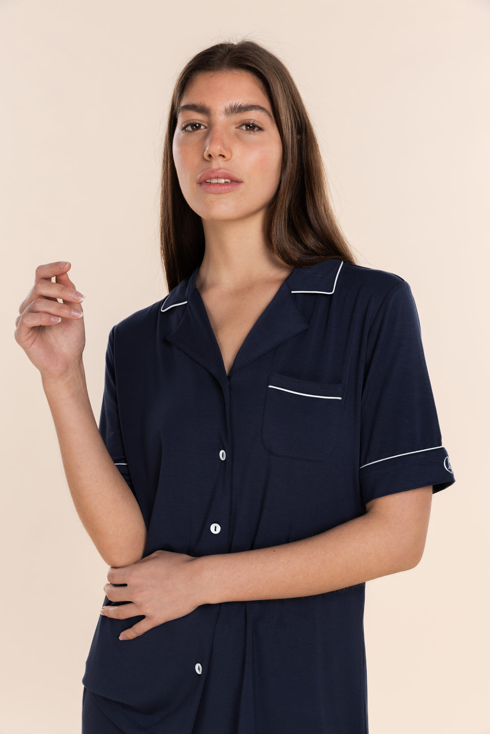 Sadie Bamboo Short PJ Set in Navy