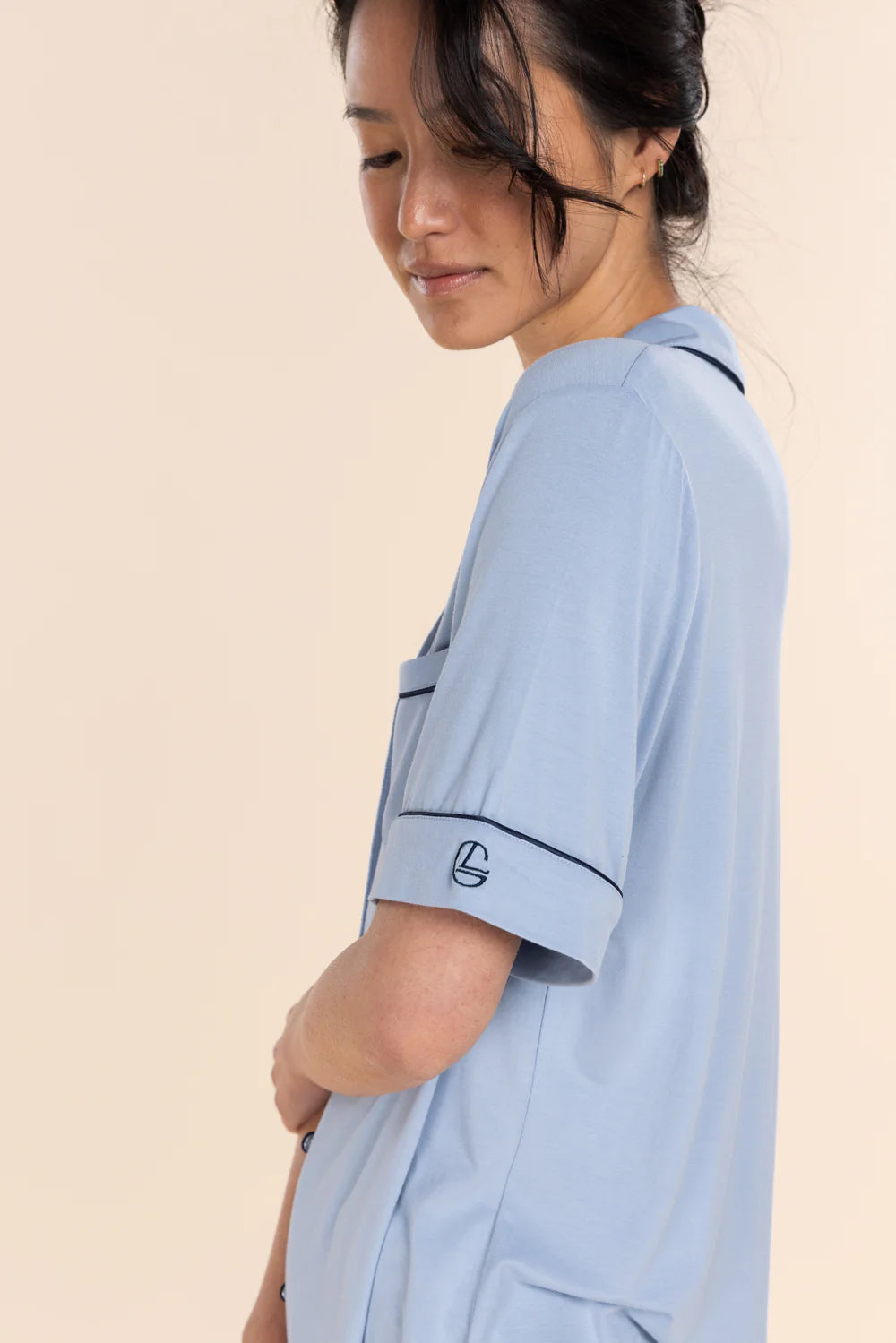 Jenna Bamboo Long PJ Set in Blue