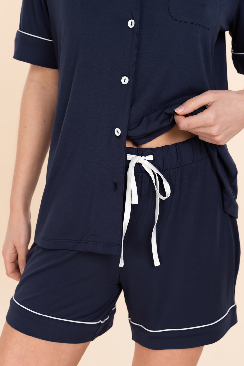 Sadie Bamboo Short PJ Set in Navy