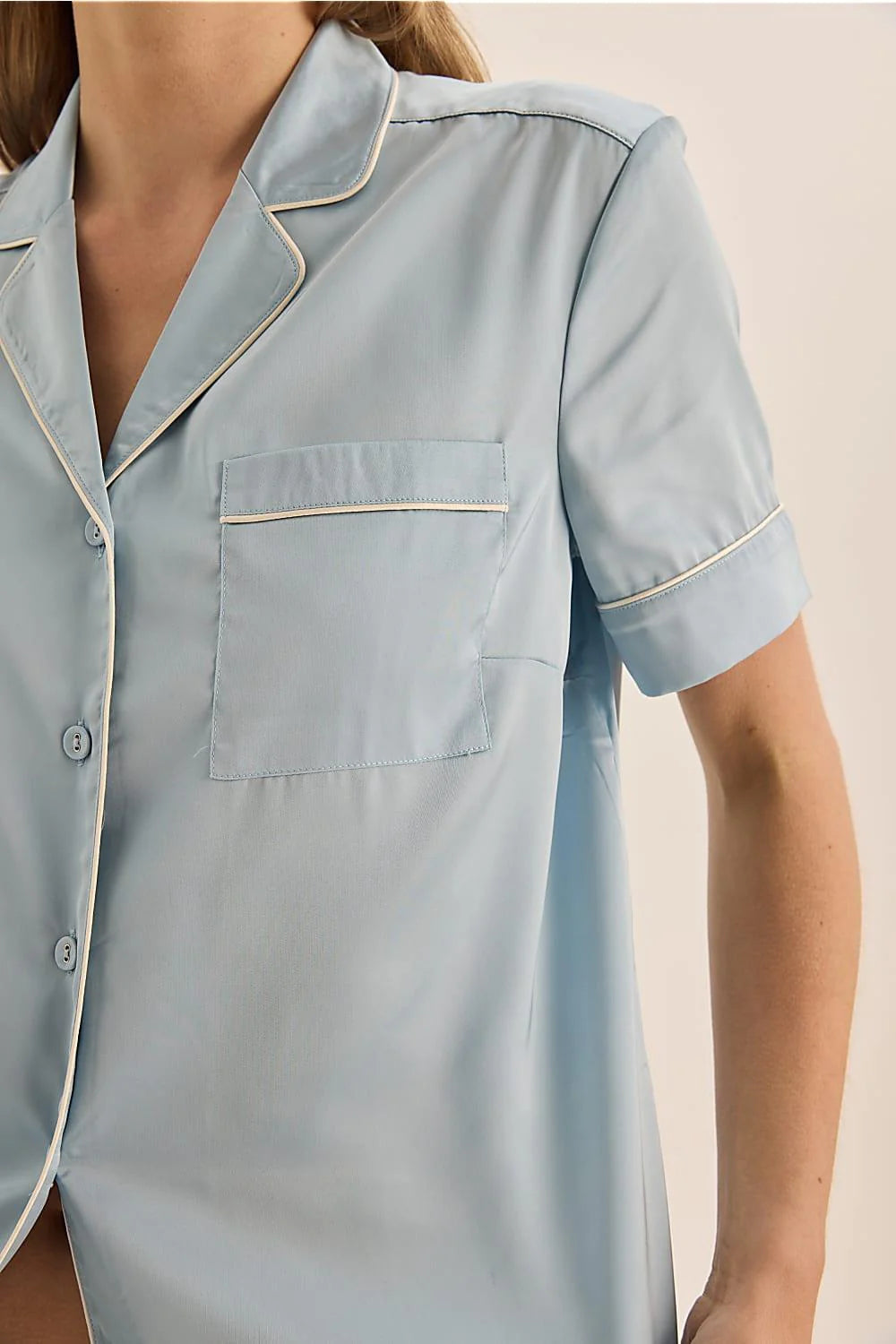 Sonia Blue Satin Short PJ Set in Blue