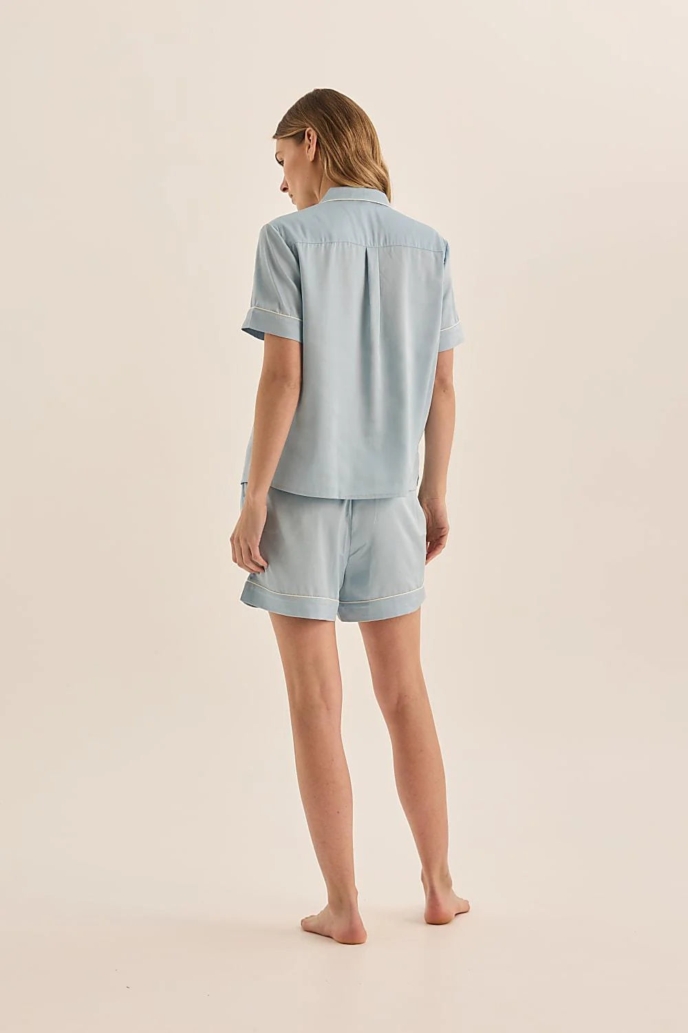 Sonia Blue Satin Short PJ Set in Blue