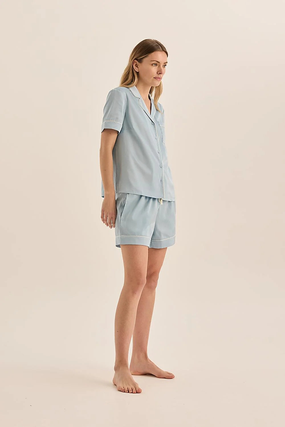 Sonia Blue Satin Short PJ Set in Blue