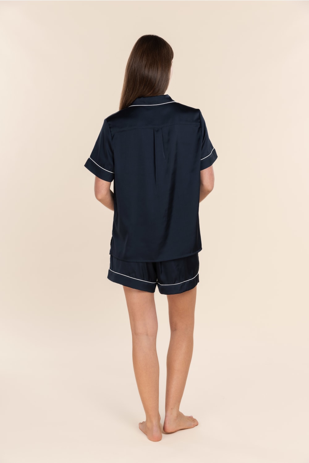 Sonia Navy Satin Short PJ Set in Navy