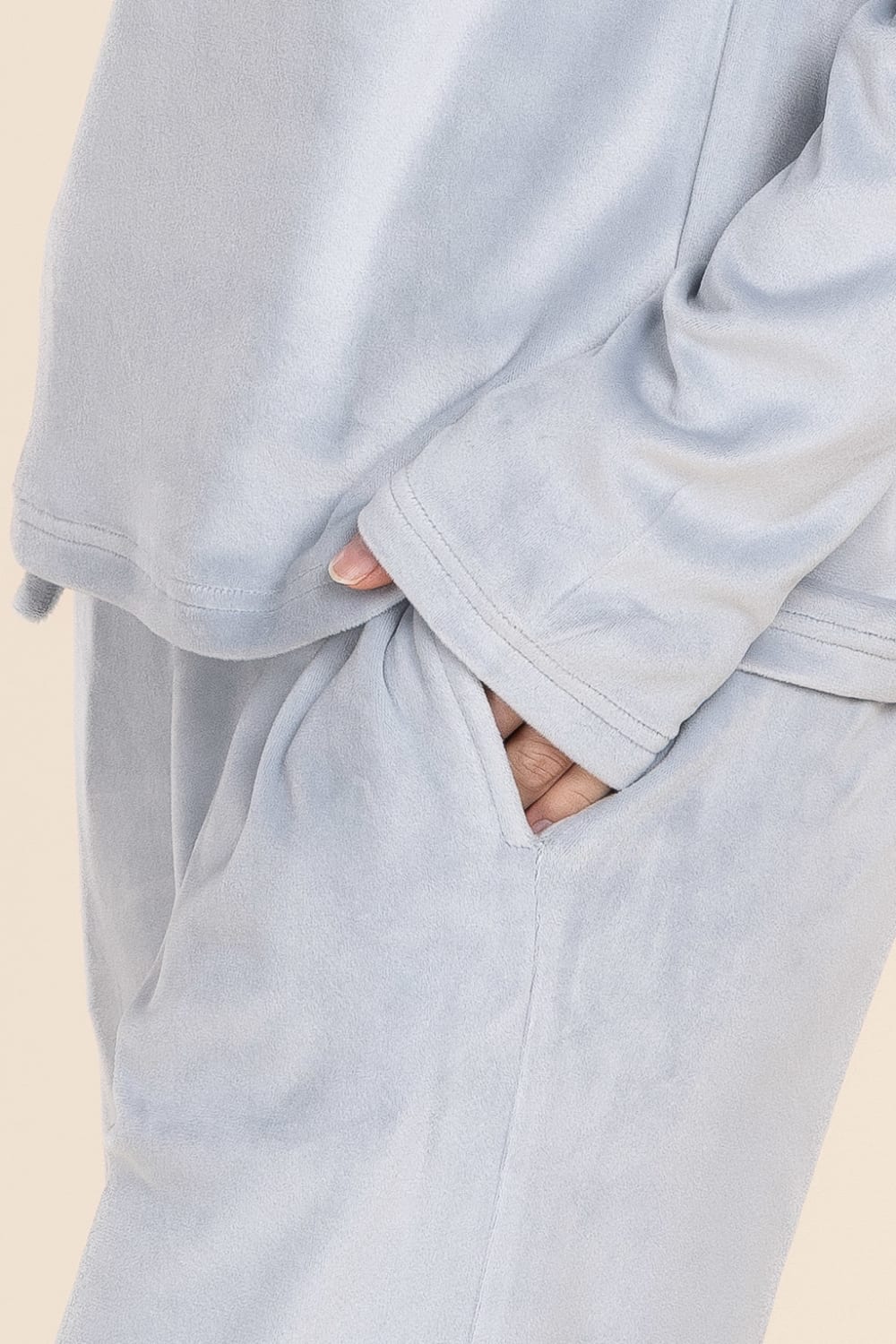 Thea Velour Long Lounge Set in Blue