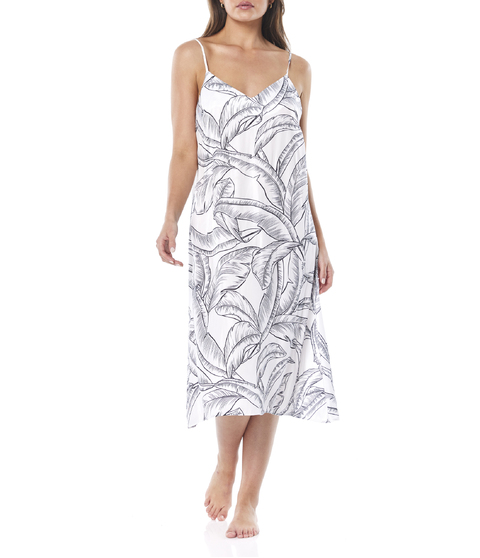 Yolanda White Black Printed Satin Chemise