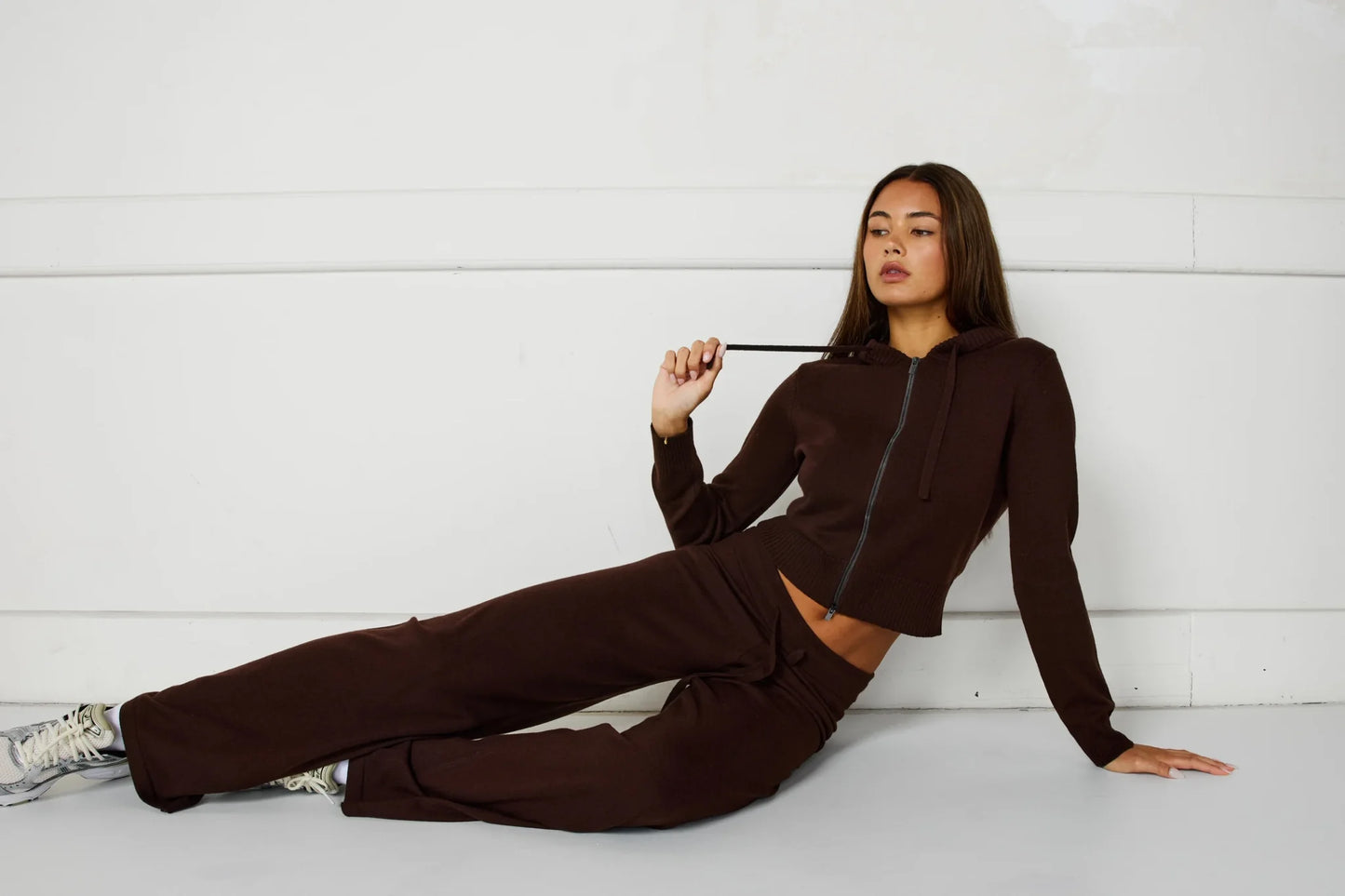 Wide Leg Knit Pant in Espresso