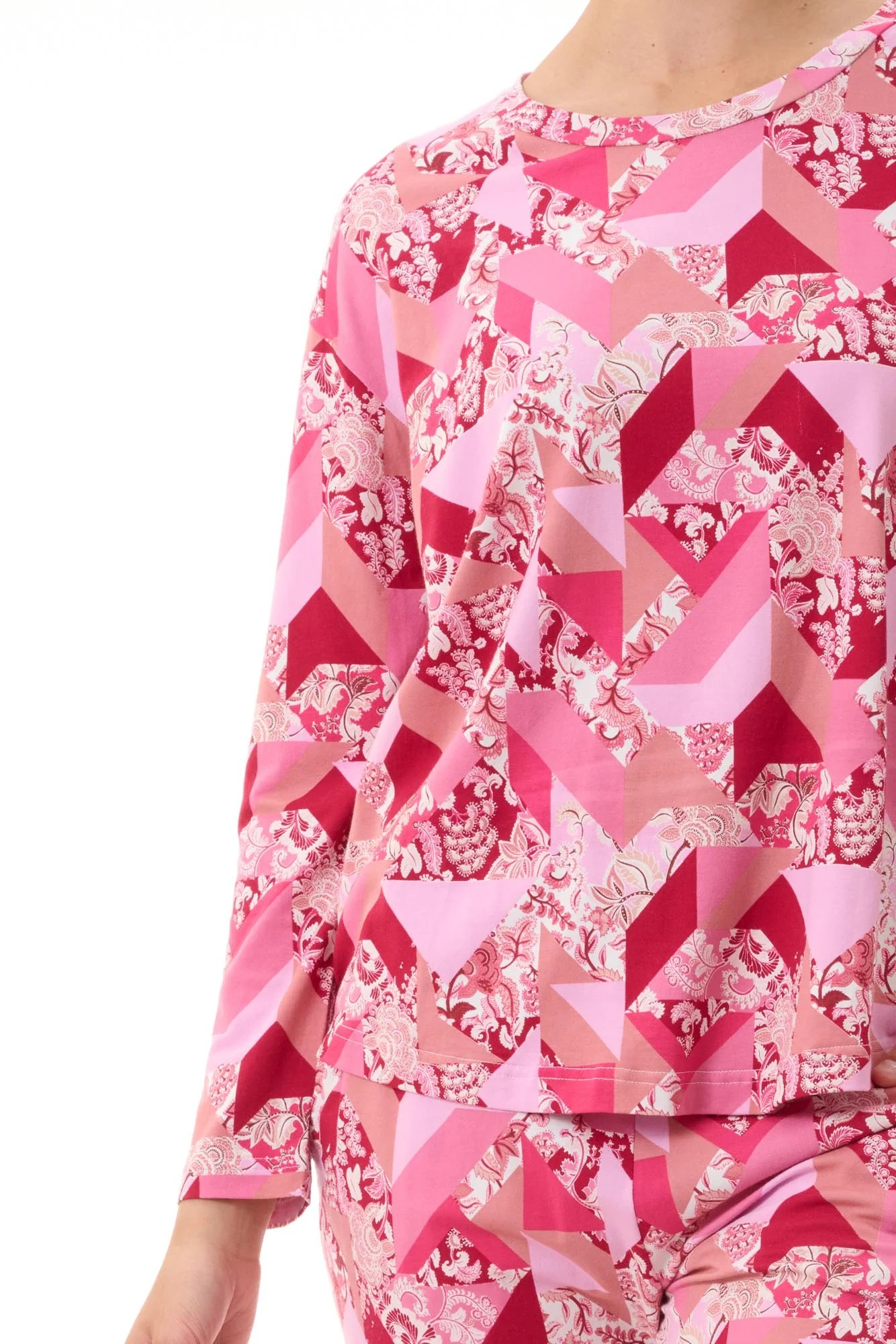 Questa Cranberry long pyjama with slim leg