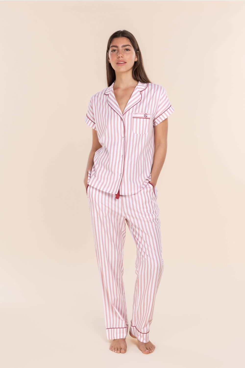 Winona Cotton Sateen Short PJ in Pink