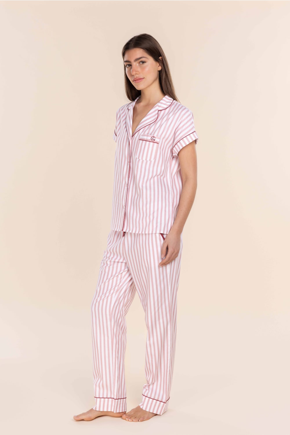 Winona Cotton Sateen Short PJ in Pink