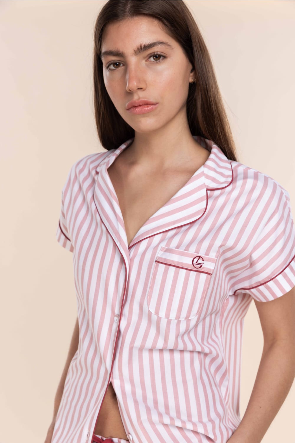 Winona Cotton Sateen Short PJ in Pink