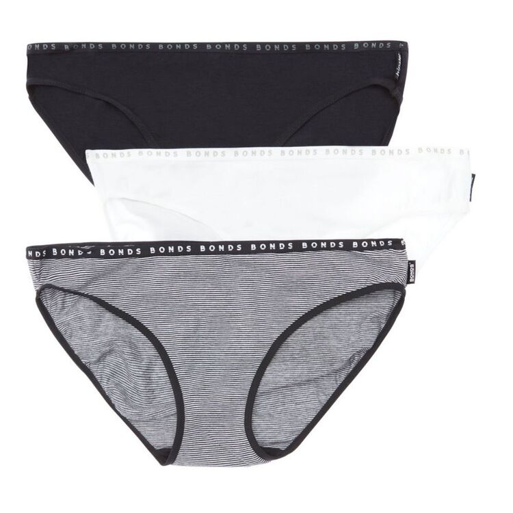 Bonds Hipster Bikini 3 Pack Stripe/Black/White